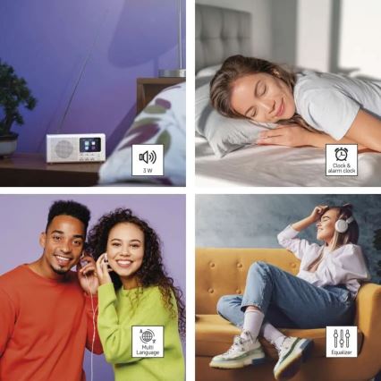 Rádio DAB DAB+ FM 3W/5V/4xAA branco