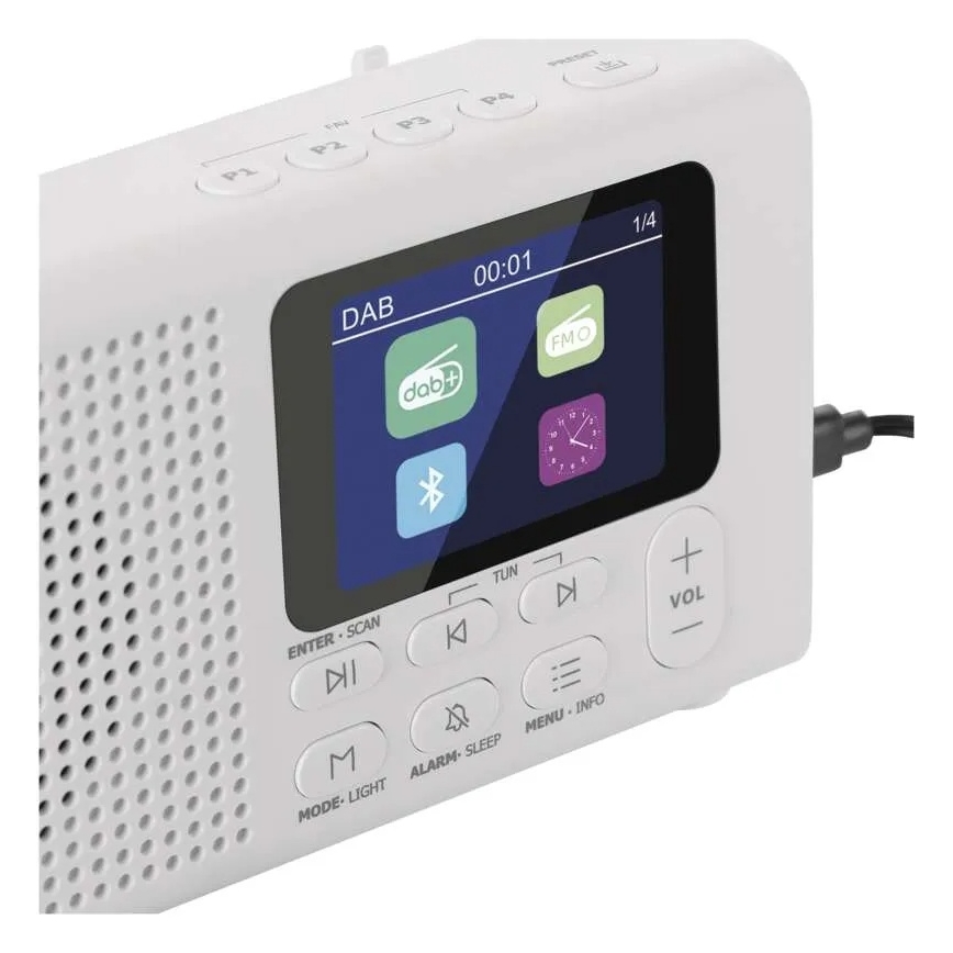 Rádio DAB DAB+ FM 3W/5V/4xAA branco