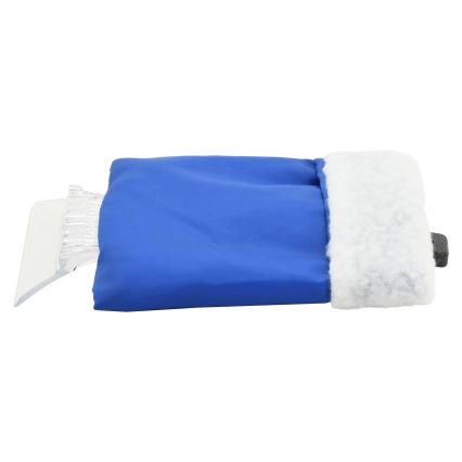 Raspador de carro com uma luva azul