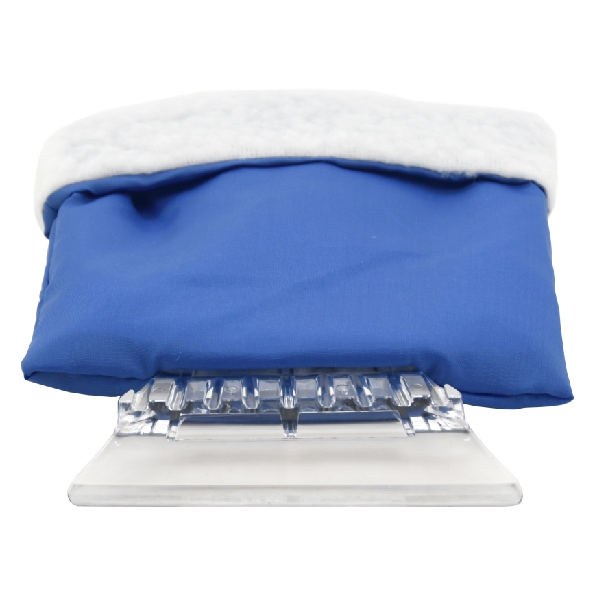 Raspador de carro com uma luva azul