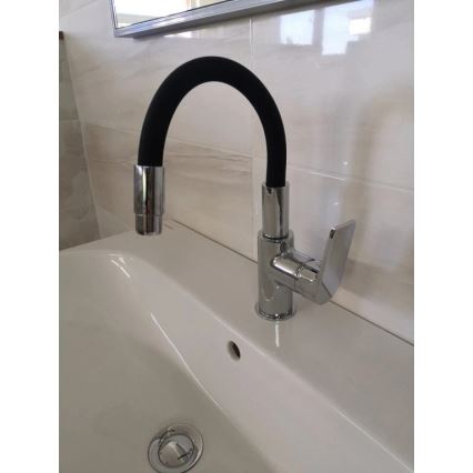 RAV Slezák CO119.0/15 - Misturadora de cozinha com bica flexível COLORADO 25 cm preto/cromado brilhante