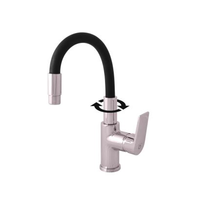 RAV Slezák CO119.0/15 - Misturadora de cozinha com bica flexível COLORADO 25 cm preto/cromado brilhante