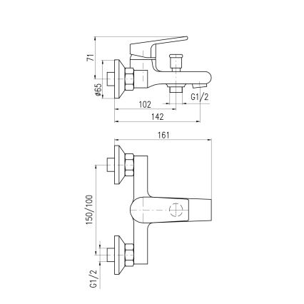 RAV Slezák CO154.5Z - Misturador para banheira COLORADO dourado brilhante