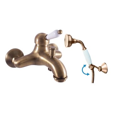 RAV Slezák L554.5/2SM - Conjunto para banheira com misturador LABE RETRO, latão envelhecido