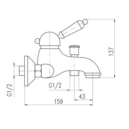 RAV Slezák L554.5SM - Misturador para banheira LABE RETRO 13,7 cm latão envelhecido