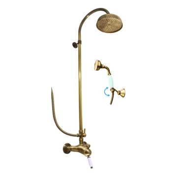 RAV Slezák L581.5/3SM - Conjunto de duche com misturador LABE RETRO, acabamento em latão envelhecido