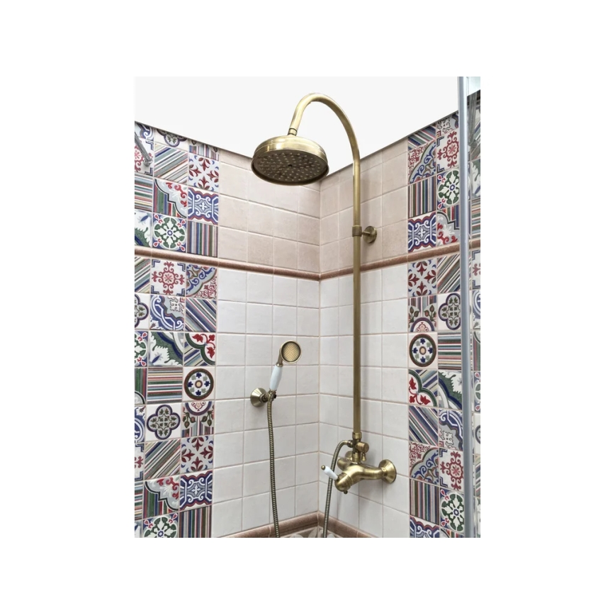 RAV Slezák L581.5/3SM - Conjunto de duche com misturador LABE RETRO, acabamento em latão envelhecido