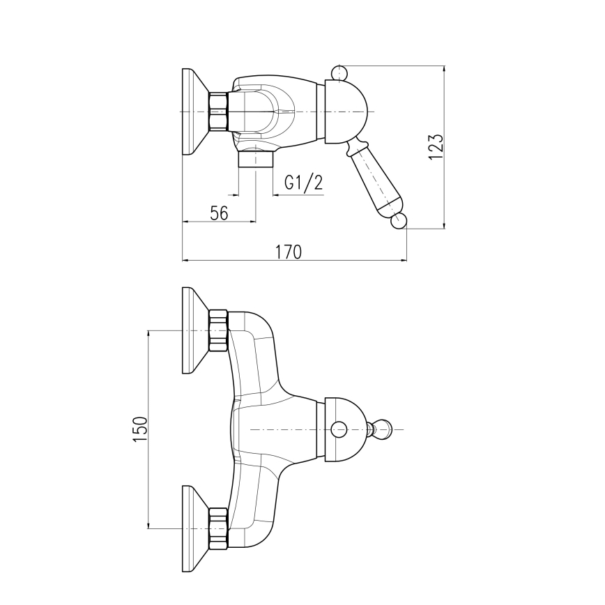 RAV Slezák L581.5SM - Misturador de duche LABE RETRO 12,3 cm latão envelhecido