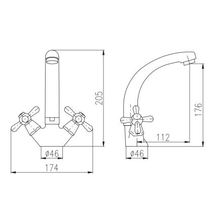 RAV Slezák MK120.0/2 - Torneira para lavatório MORAVA 20,5 cm cromado brilhante