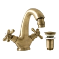 RAV Slezák MK143.0SM - Torneira para bidé + válvula de escoamento MORAVA RETRO 16 cm latão envelhecido
