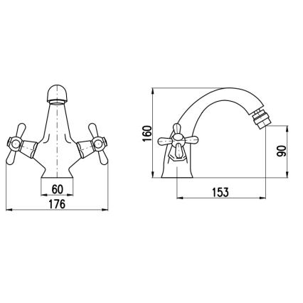 RAV Slezák MK143.0SM - Torneira para bidé + válvula de escoamento MORAVA RETRO 16 cm latão envelhecido