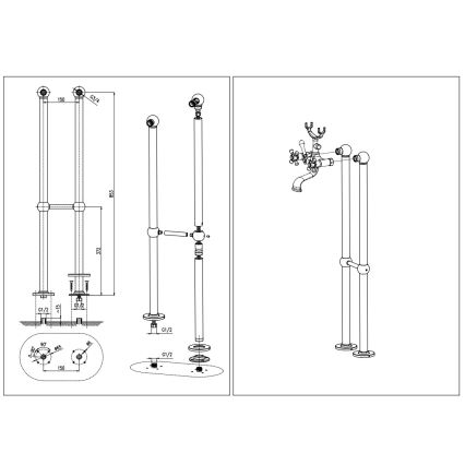 RAV Slezák MK150.5/2CMATSM - Conjunto de banheira com misturador MORAVA RETRO preto/latão