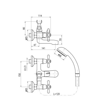 RAV Slezák MK154.5/1 - Conjunto para banheira com misturador MORAVA, cromado brilhante