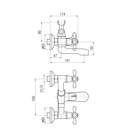 RAV Slezák MK154.5 - Misturadora de banheira MORAVA, acabamento cromado brilhante