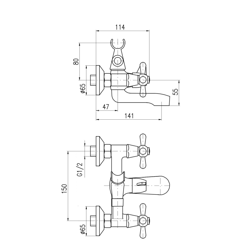 RAV Slezák MK154.5 - Misturadora de banheira MORAVA, acabamento cromado brilhante