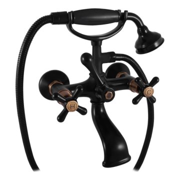 RAV Slezák MK159.5/2CMATSM - Conjunto de banheira com misturador MORAVA RETRO preto/latão