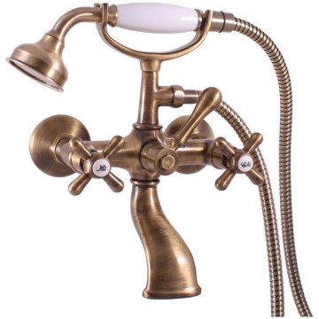 RAV Slezák MK159.5/2SM - Conjunto de banheira com misturador MORAVA RETRO, latão envelhecido