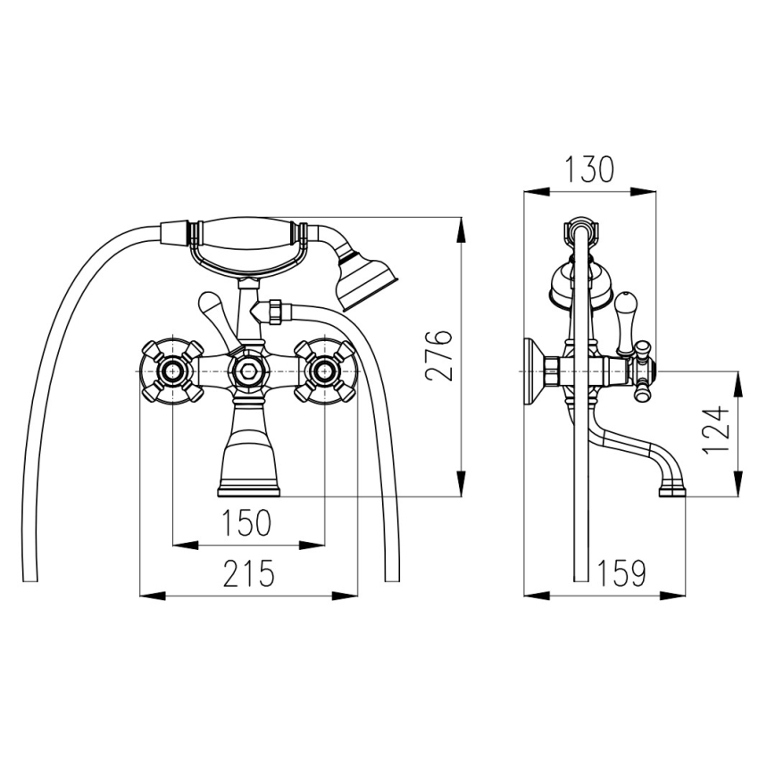 RAV Slezák MK159.5/2SM - Conjunto de banheira com misturador MORAVA RETRO, latão envelhecido