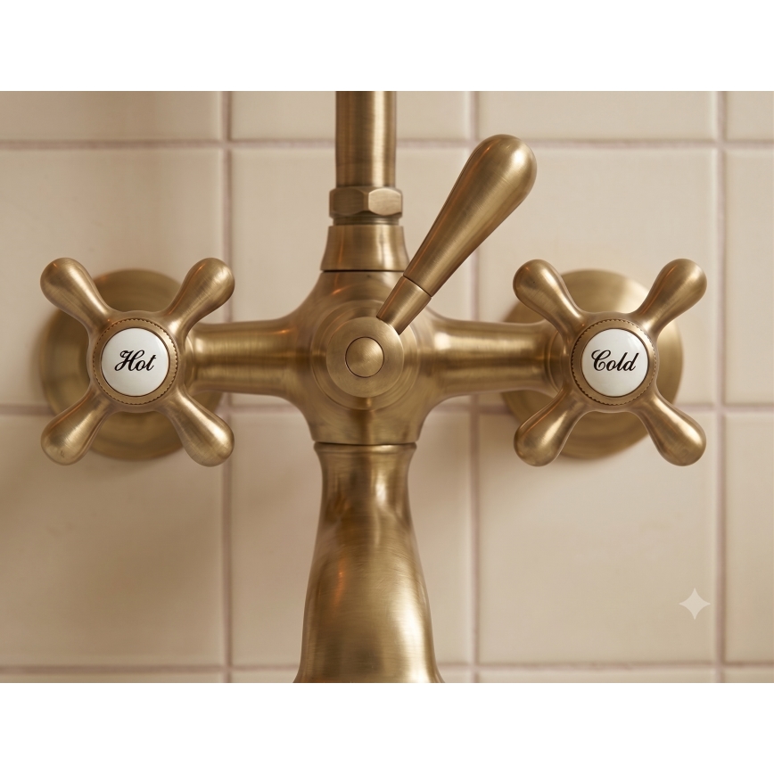 RAV Slezák MK159.5/2SM - Conjunto de banheira com misturador MORAVA RETRO, latão envelhecido