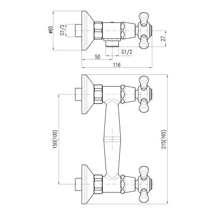 RAV Slezák MK180.5/1CMATSM - Conjunto de duche com misturador MORAVA RETRO preto/latão
