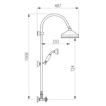 RAV Slezák MK181.5/3SM - Conjunto de duche com misturador MORAVA RETRO, acabamento em latão envelhecido
