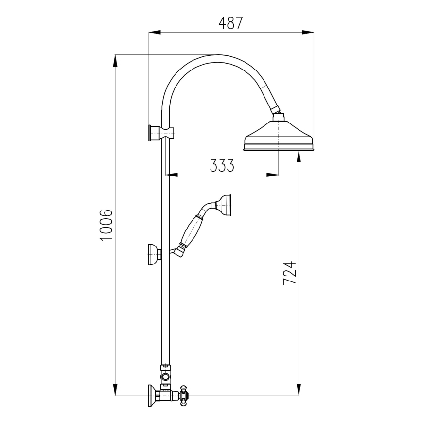RAV Slezák MK181.5/3SM - Conjunto de duche com misturador MORAVA RETRO, acabamento em latão envelhecido