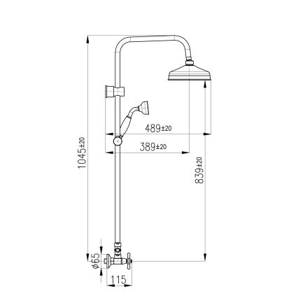 RAV Slezák MK181.5/7CMATSM - Conjunto de duche com misturador MORAVA RETRO preto/latão