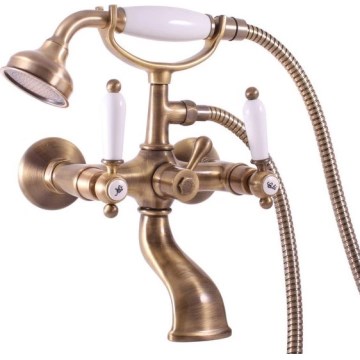 RAV Slezák MK559.5/2SM - Conjunto para banheira com misturador MORAVA RETRO, acabamento em latão envelhecido
