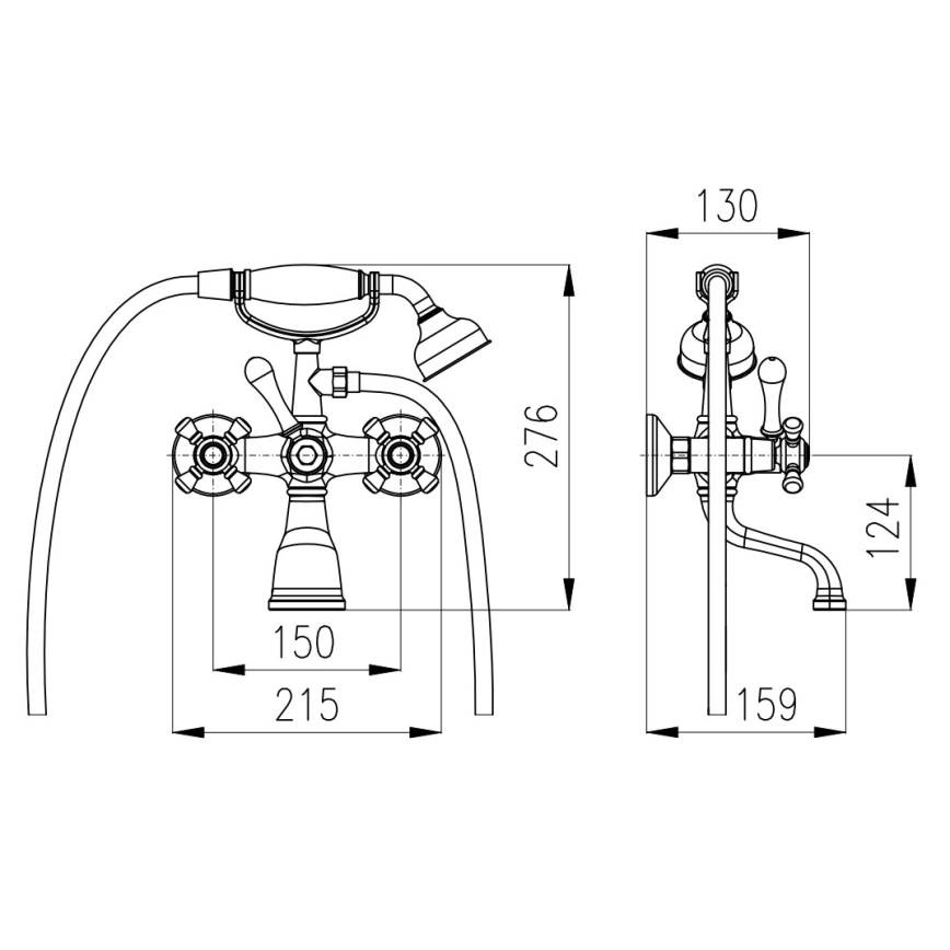 RAV Slezák MK559.5/2SM - Conjunto para banheira com misturador MORAVA RETRO, acabamento em latão envelhecido