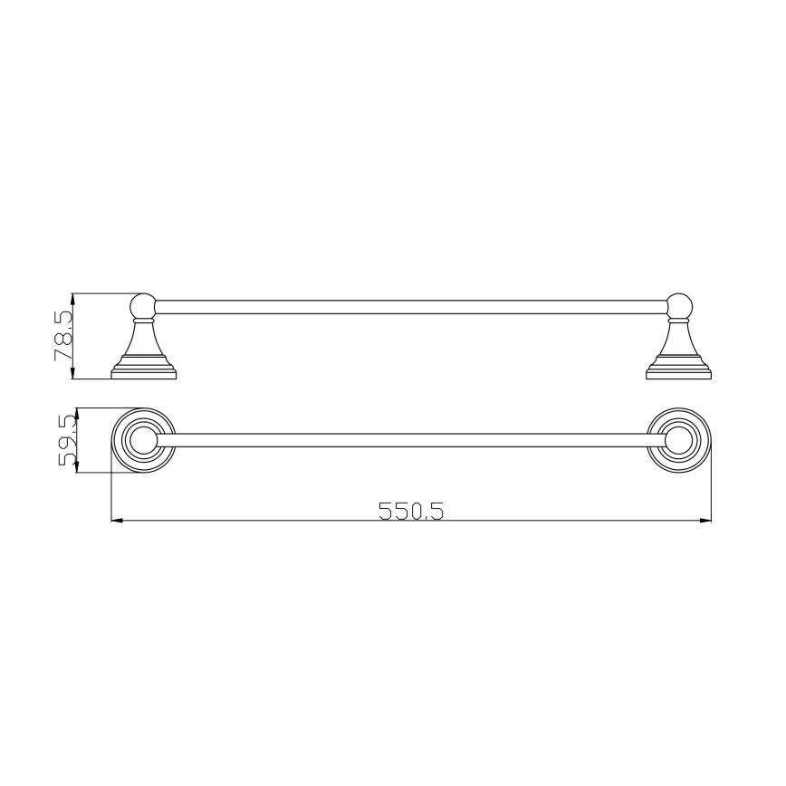 RAV Slezák MKA0701/55SM - Toalheiro de parede MORAVA RETRO 55 cm latão envelhecido