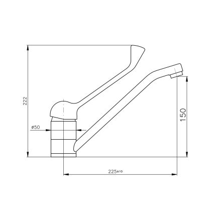 RAV Slezák MS605.0 - Misturador de lavatório com alavanca hospitalar MISSISSIPPI 22,2 cm, cromo brilhante