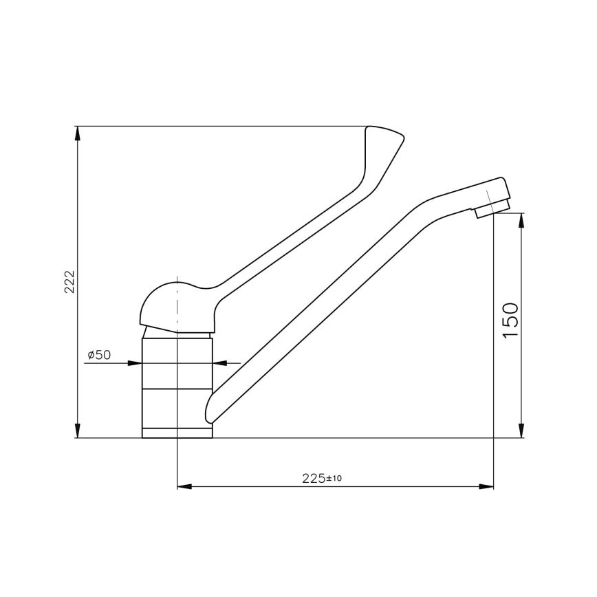 RAV Slezák MS605.0 - Misturador de lavatório com alavanca hospitalar MISSISSIPPI 22,2 cm, cromo brilhante