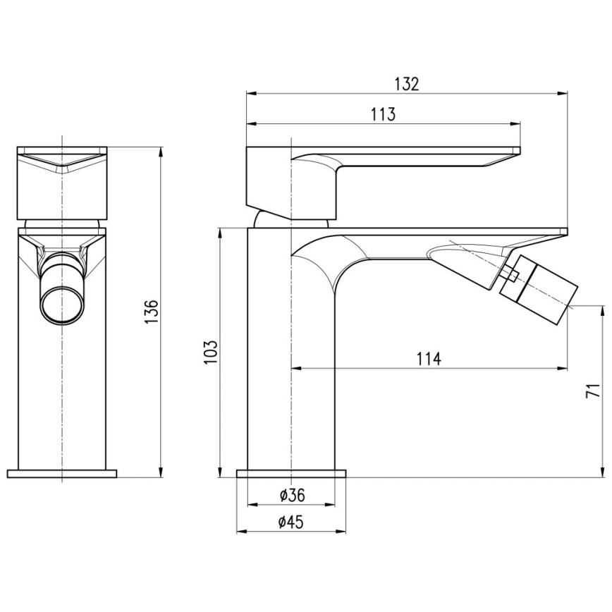 RAV Slezák NL144.0MGL - Misturador para bidé NIL 13,6 cm cinzento brilhante