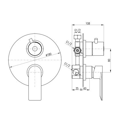 RAV Slezák NL187.3 - Misturador de duche para instalação embutida NIL, cromo brilhante