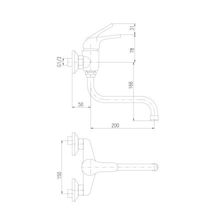 RAV Slezák SA001.5/21 - Torneira para cozinha/lavatório SAZAVA cromado brilhante