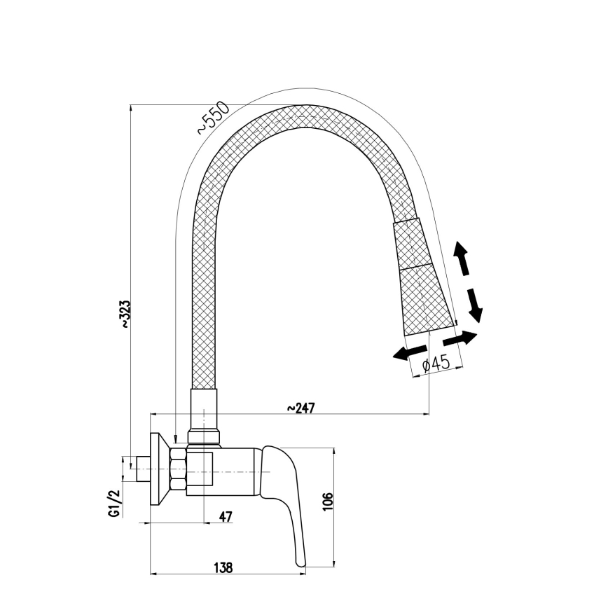 RAV Slezák SA002.5/13CB - Torneira para lava-loiça SAZAVA, 32,3 cm, acabamento branco e cromado brilhante