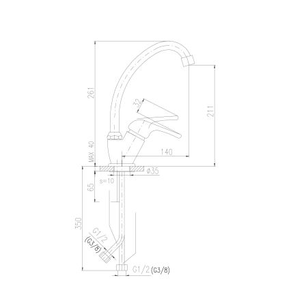 RAV Slezák SA006.0/1 - Misturadora de cozinha SAZAVA 26,1 cm, cromo brilhante