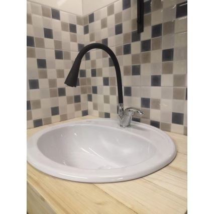 RAV Slezák SA006.0/13 - Misturadora de cozinha com bico flexível SAZAVA 35,6 cm preto/cromo brilhante