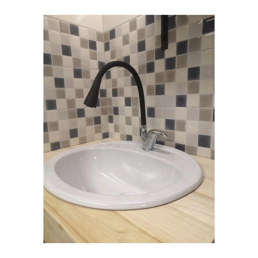 RAV Slezák SA006.0/13 - Misturadora de cozinha com bico flexível SAZAVA 35,6 cm preto/cromo brilhante