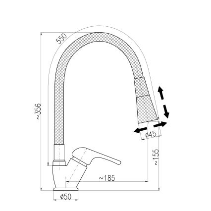 RAV Slezák SA006.0/13S - Misturadora de cozinha com bica flexível SAZAVA 35,6 cm cinzento/cromado brilhante