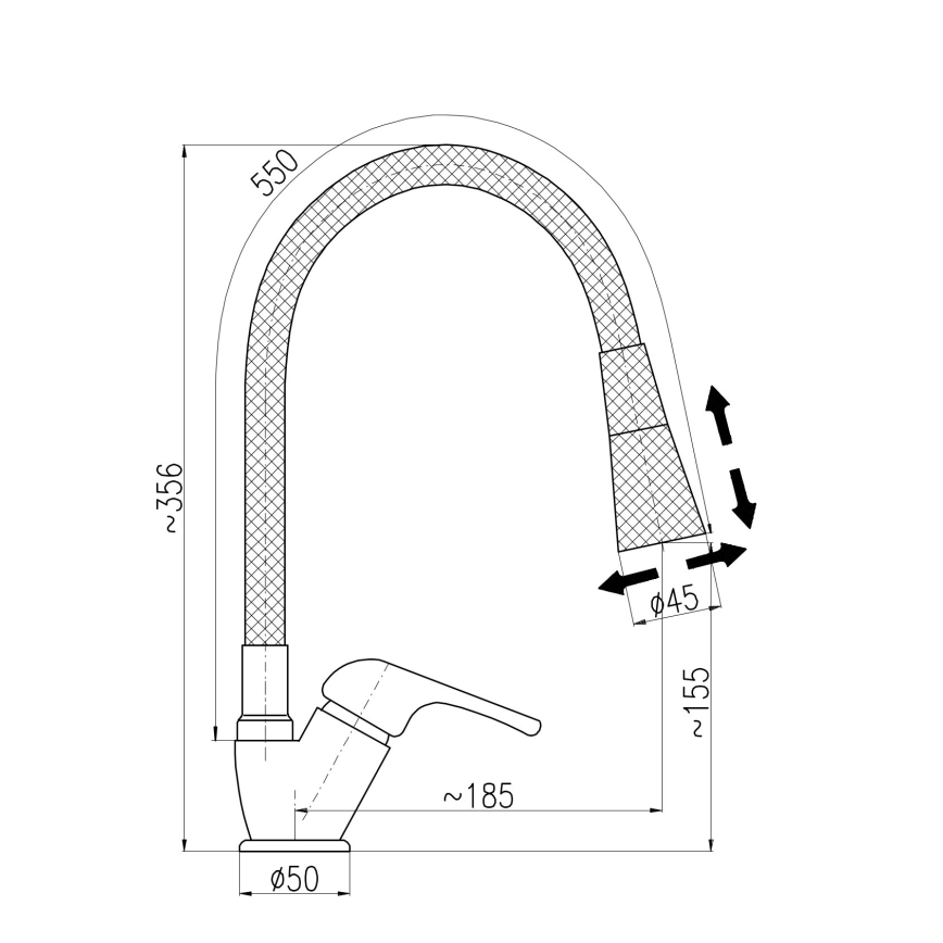 RAV Slezák SA006.0/13S - Misturadora de cozinha com bica flexível SAZAVA 35,6 cm cinzento/cromado brilhante