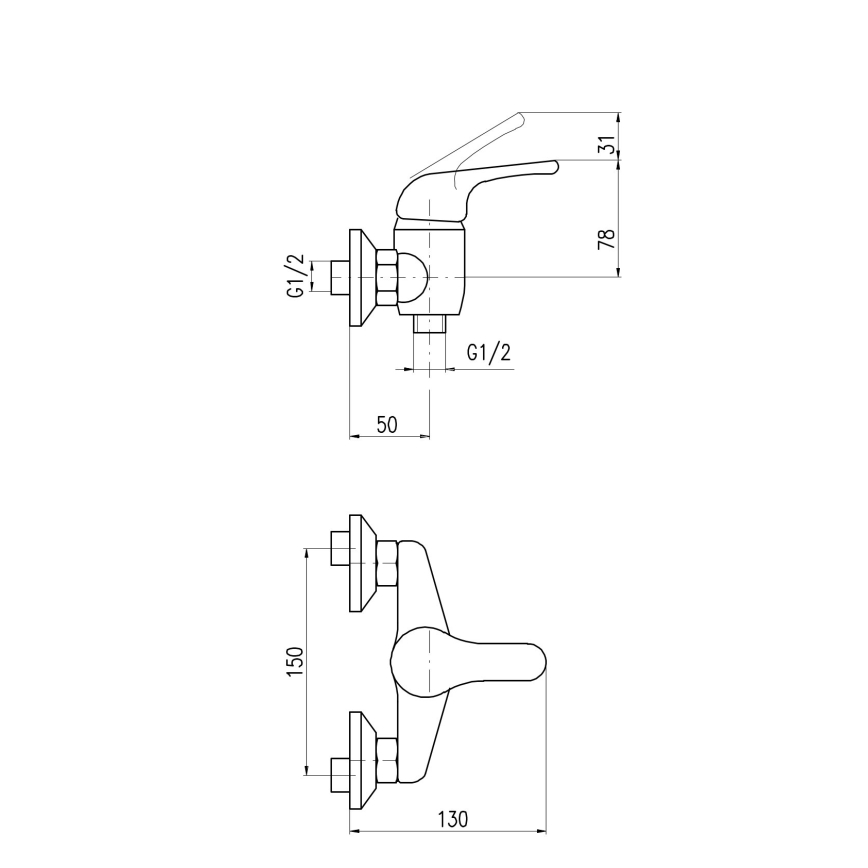 RAV Slezák SA080.5 - Misturador de duche SAZAVA cromado brilhante
