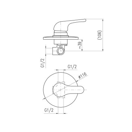 RAV Slezák SA083 - Misturador de duche para instalação embutida SAZAVA cromado brilhante