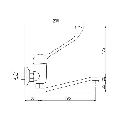 RAV Slezák SA601.5/26 - Misturadora para lavatório com alavanca médica SAZAVA 23 cm cromado brilhante