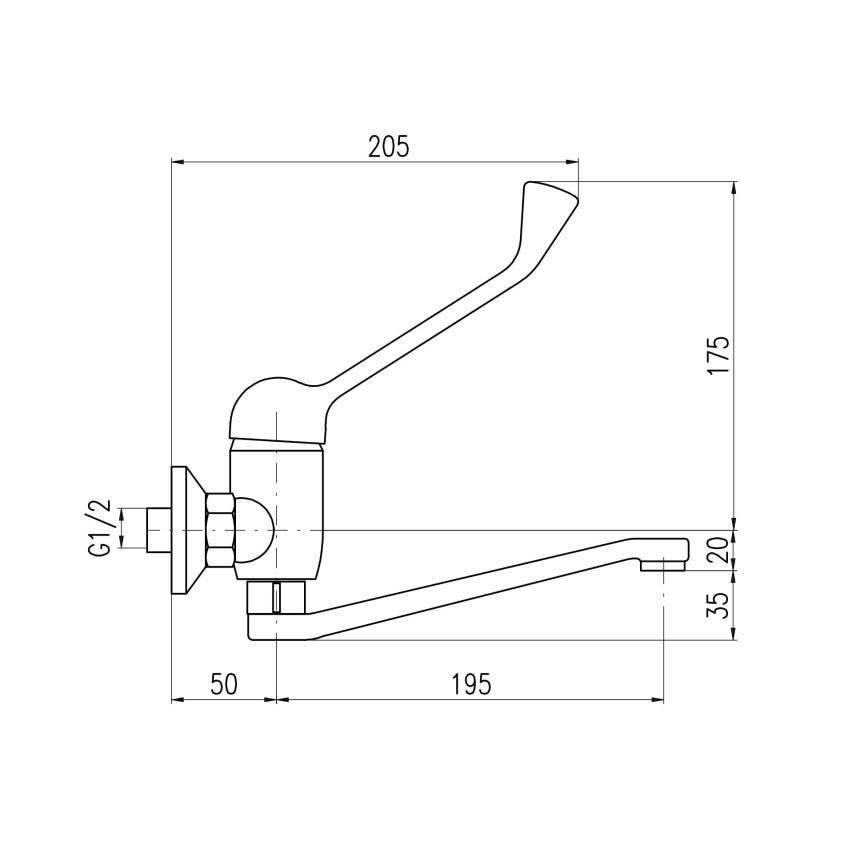 RAV Slezák SA601.5/26 - Misturadora para lavatório com alavanca médica SAZAVA 23 cm cromado brilhante