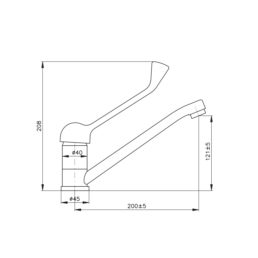 RAV Slezák SA605.0 - Torneira para lavatório com alavanca hospitalar SAZAVA 20,8 cm cromado brilhante
