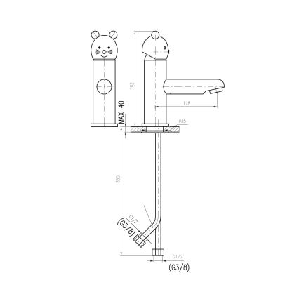 RAV Slezák SE326.0 - Torneira para lavatório JUNIOR 18,2 cm vermelha/azul