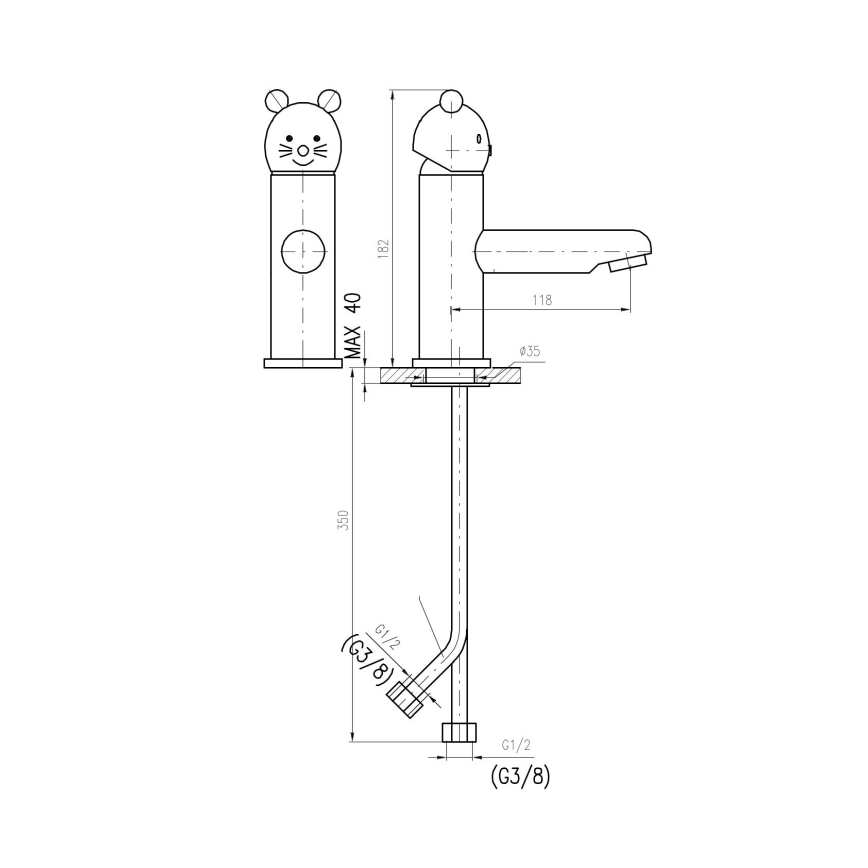 RAV Slezák SE326.0 - Torneira para lavatório JUNIOR 18,2 cm vermelha/azul