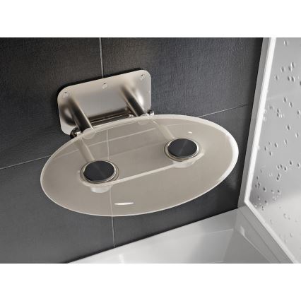 Ravak B8F0000048 - Assento de duche rebatível OVO em aço inoxidável