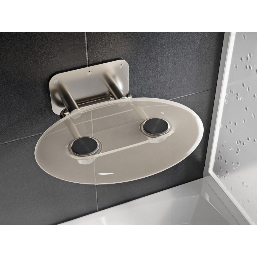 Ravak B8F0000048 - Assento de duche rebatível OVO em aço inoxidável
